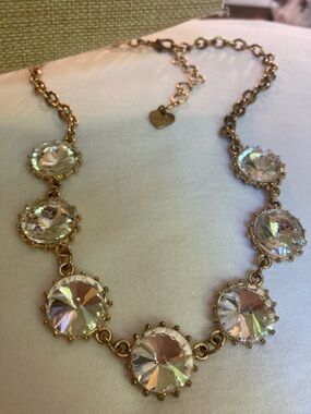 Aldo Vintage Clear Rivoli Jeweled Statement Necklace